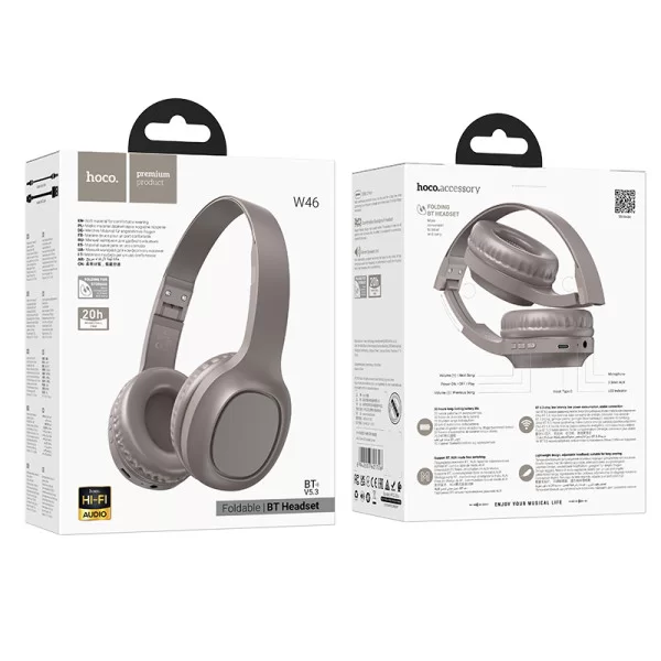Casti wireless Hoco W46 Charm BT headset [Brown]